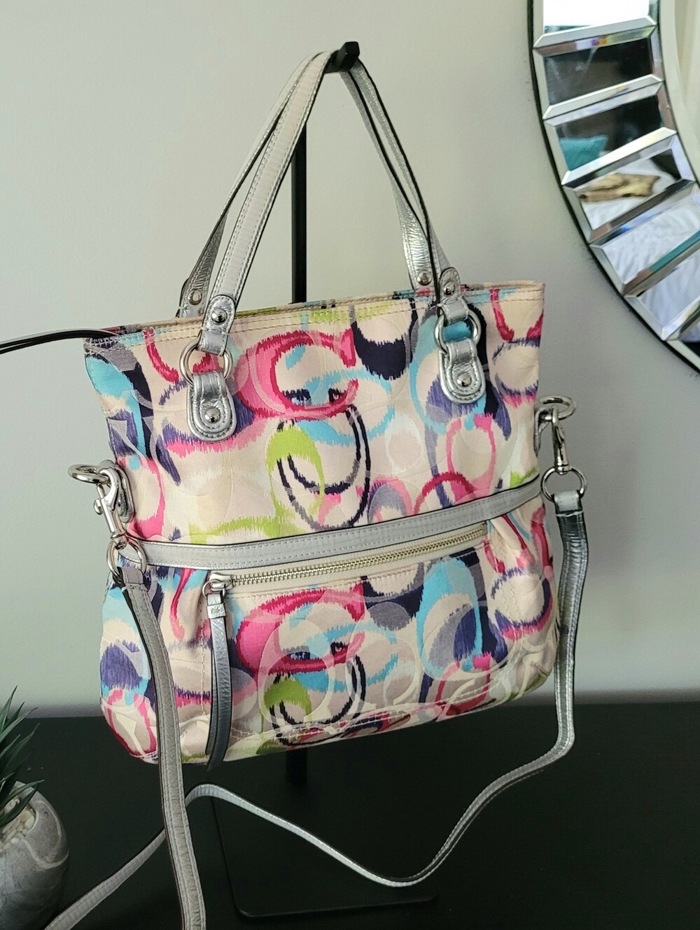 Coach Multicolor Bag With Silver Trim